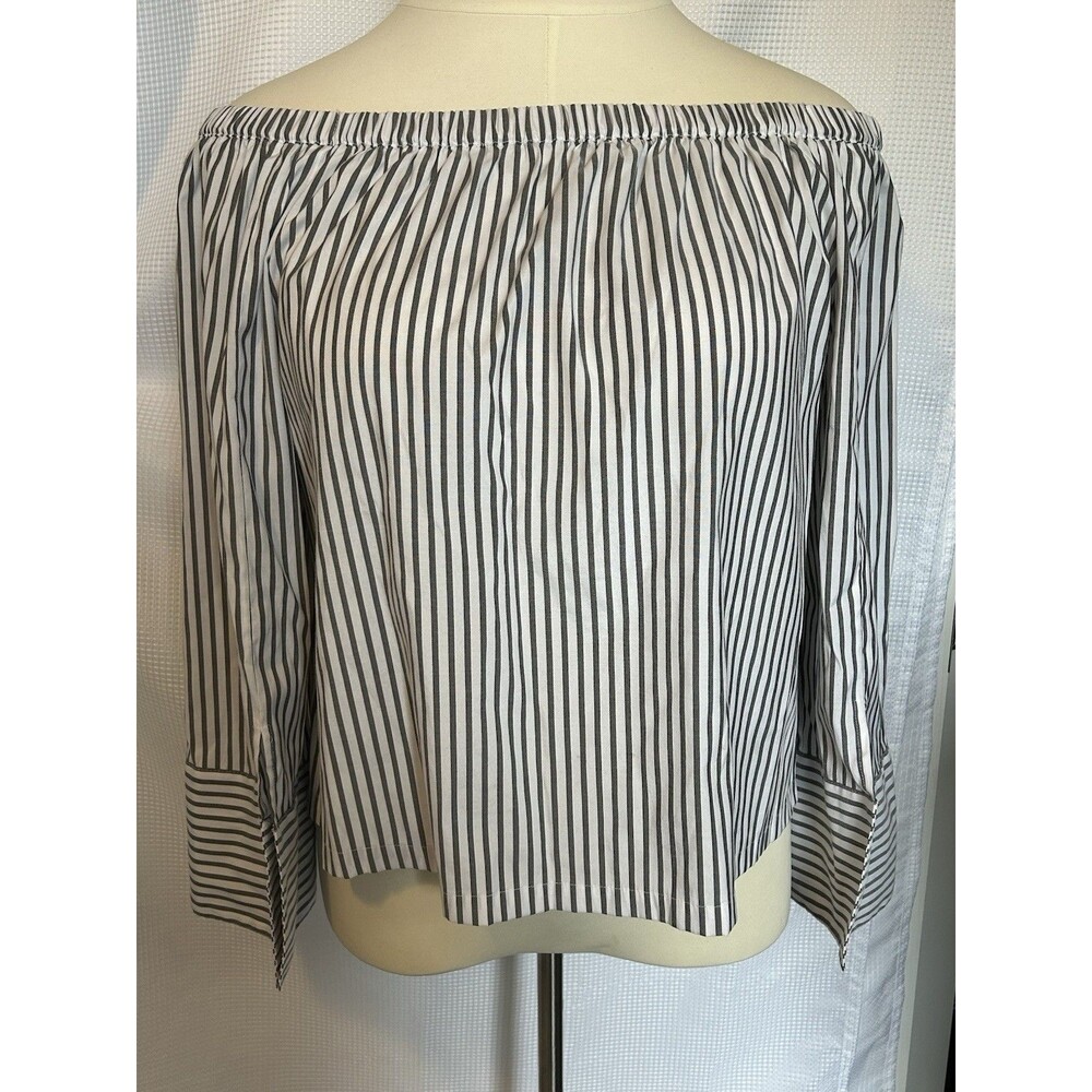Worthington Black and White Striped Blouse Size XXL